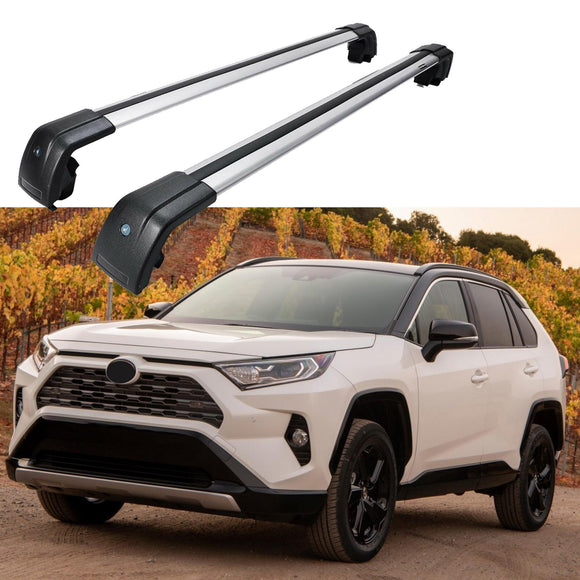 Fit 2019-2020 Toyota RAV4 Baggage Luggage Black&Silver Tap Roof Rack Cross Bar