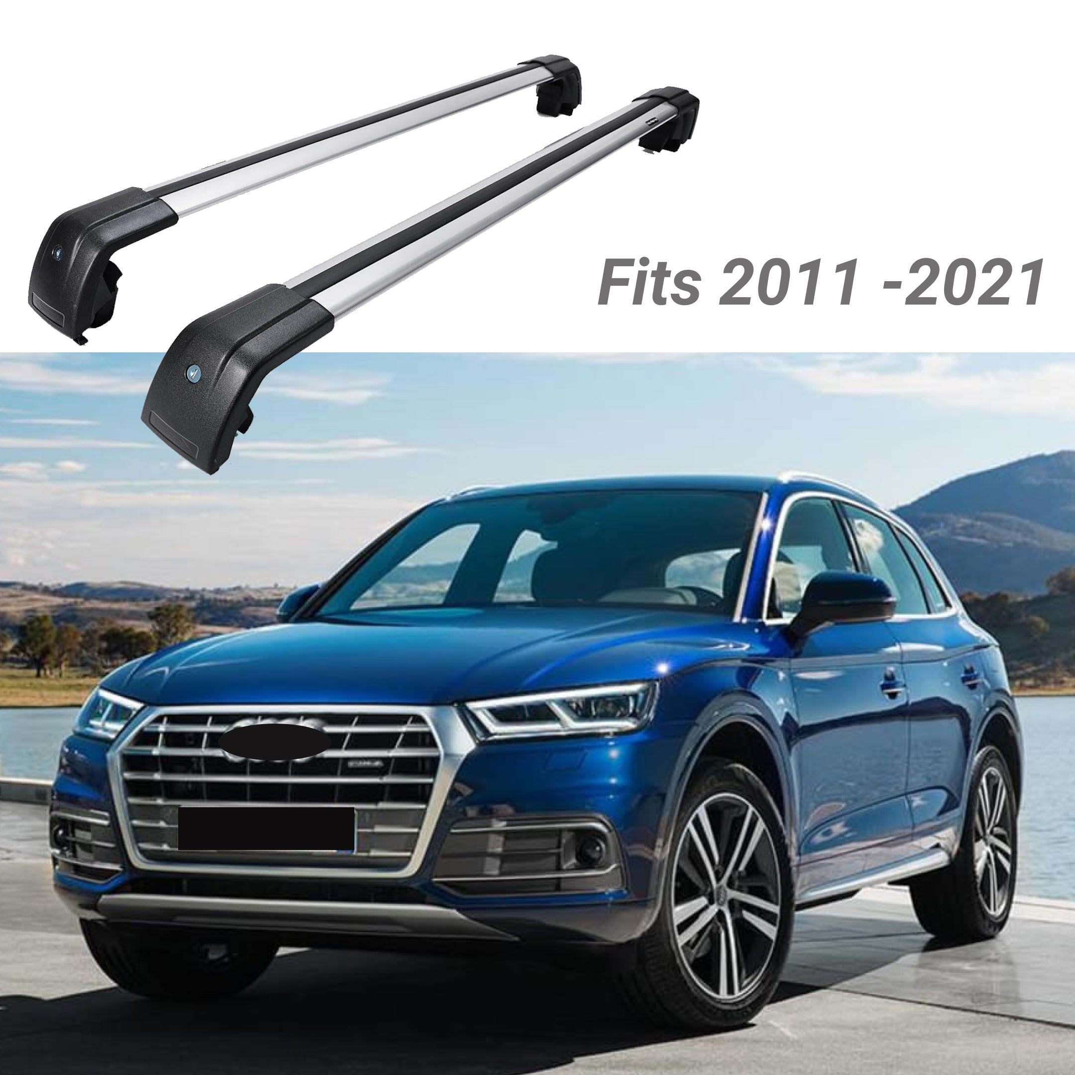 Fit 2011-2025 Audi Q5 SUV Top Roof Rack Cross Bar Baggage Luggage Carrier Bar - 0