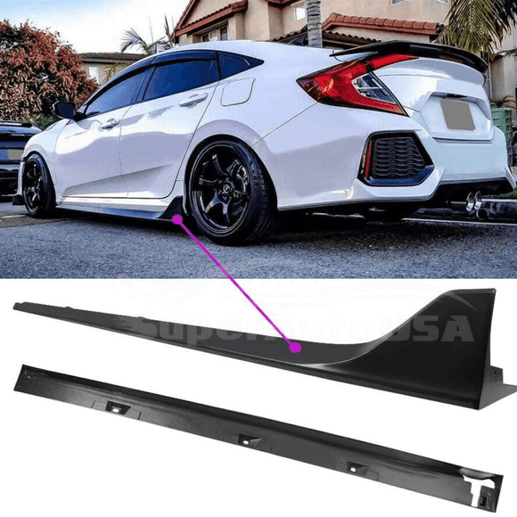 Fits 2016-2021 Honda Civic Sedan Type R Style Side Skirt Extensions Kit