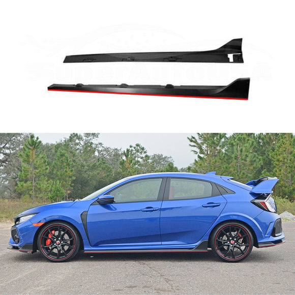 Fits 2016-2021 Honda Civic Hatchback Type R Style Black Side Skirt Extensions