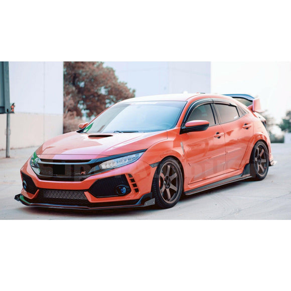 Fits 2016-2021 Honda Civic Hatchback Type R Style Black Side Skirt Extensions