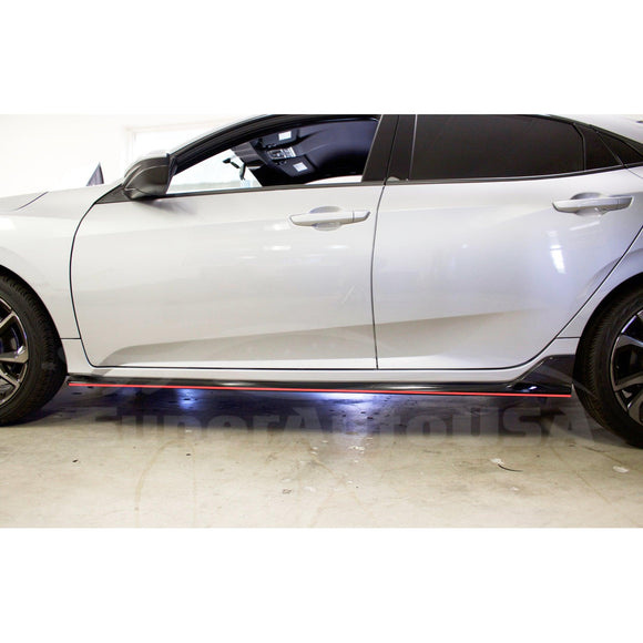Fits Honda Civic Sedan 2016-2021 Type R Style Black Red Skirt Extensions Kit