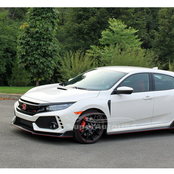 Fit 2017-2021 Honda CIVIC Hatchback Type R Style Front Bumper Lip (Gloss Black with Red Trim)