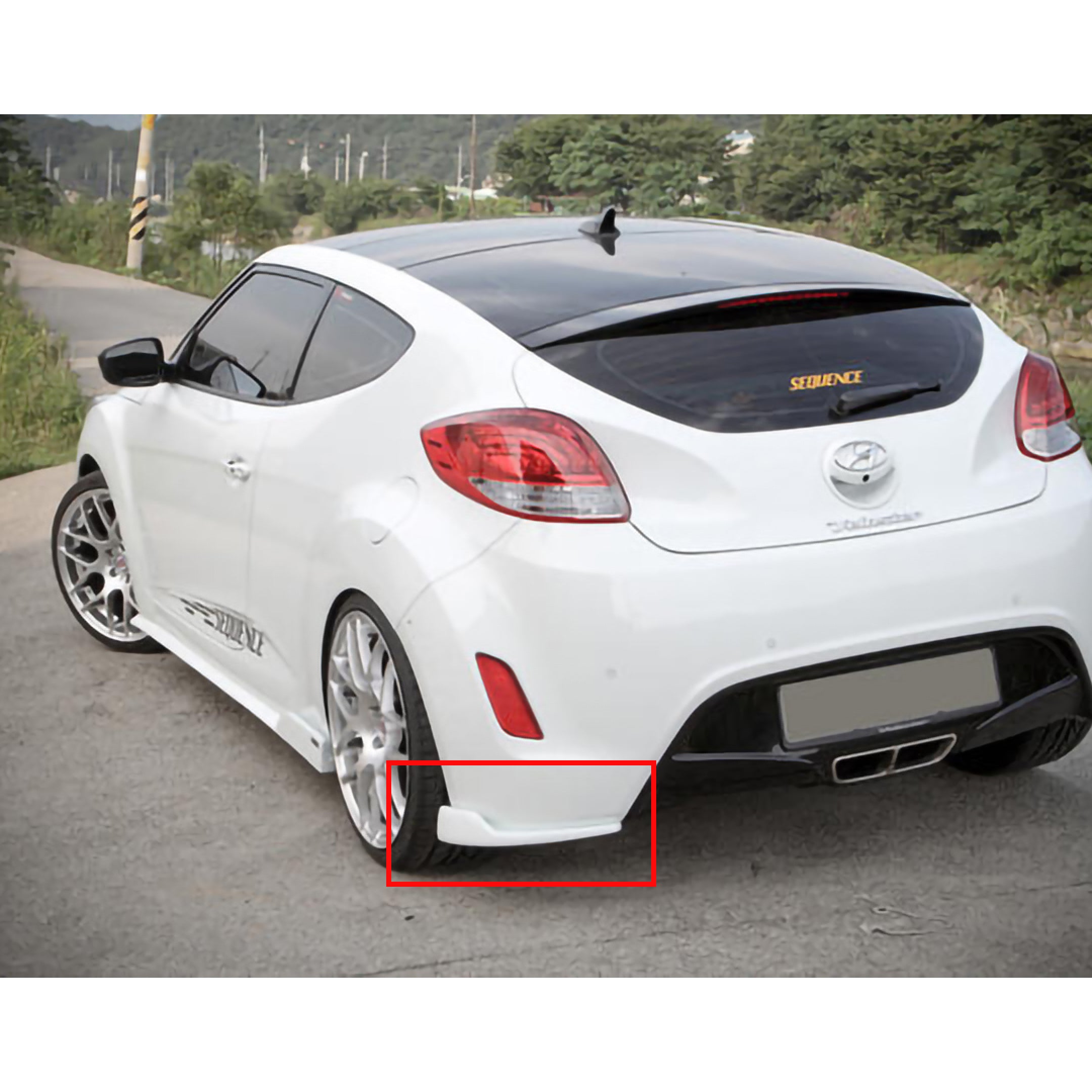 For Hyundai Veloster 2012-2017 OE Style Rear Bumper Corner Chins Splitters Body Kit (Unpainted Matted Black) - 0