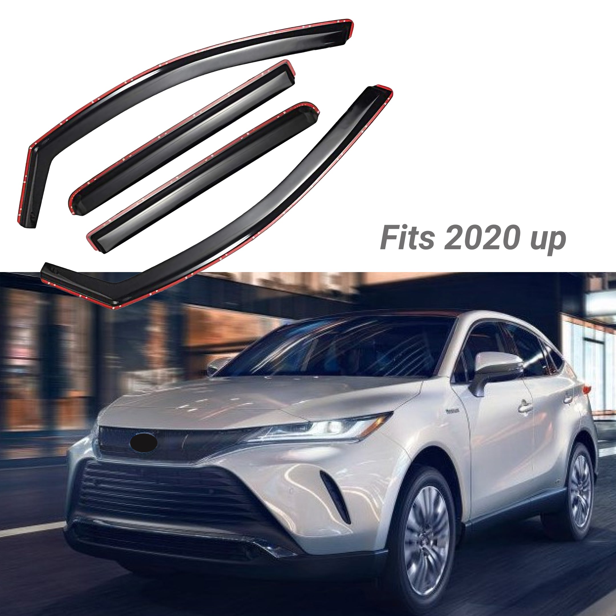 Fit 2020-2023 Toyota Venza In-Channel Vent Window Visors Rain Sun Wind Guards Shade Deflectors - 0