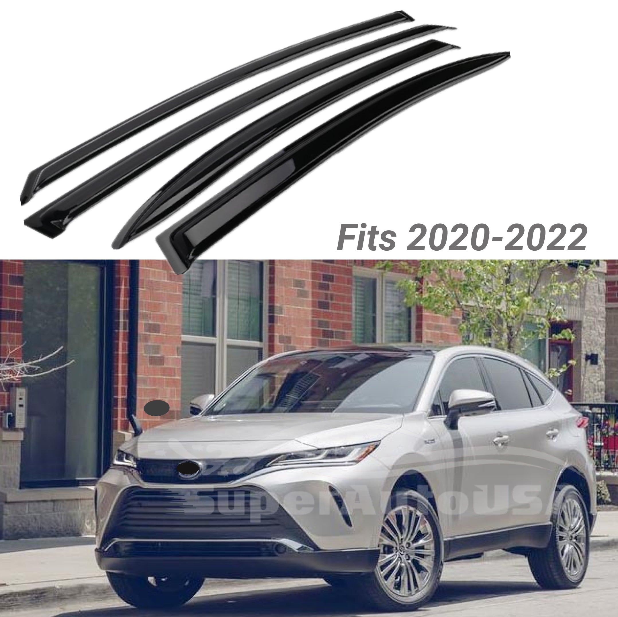 Ajuste 2020-2022 Toyota Venza OE Style Vent Window Viseras Rain Sun Wind Guards Shade Deflectors - 0