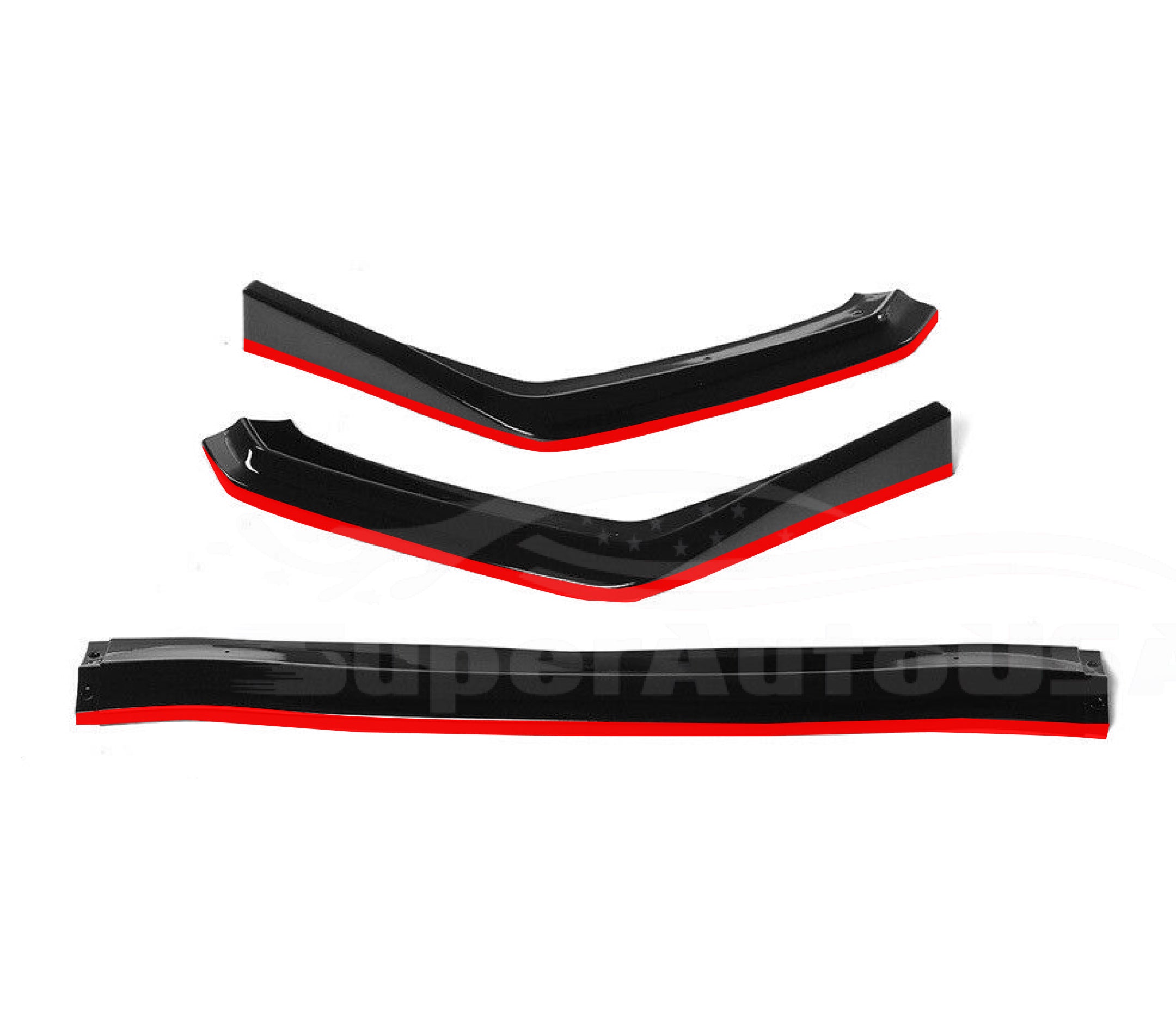 Se adapta al alerón de la barbilla del parachoques delantero Subaru WRX STI 2015-2021 (negro brillante con borde rojo)