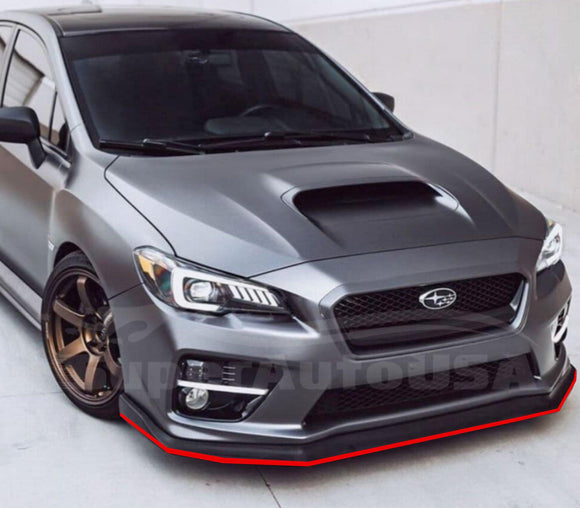 Fits 2015-2021 Subaru WRX STI Front Splitter Spoiler Lip (Gloss Black with Red Trim)
