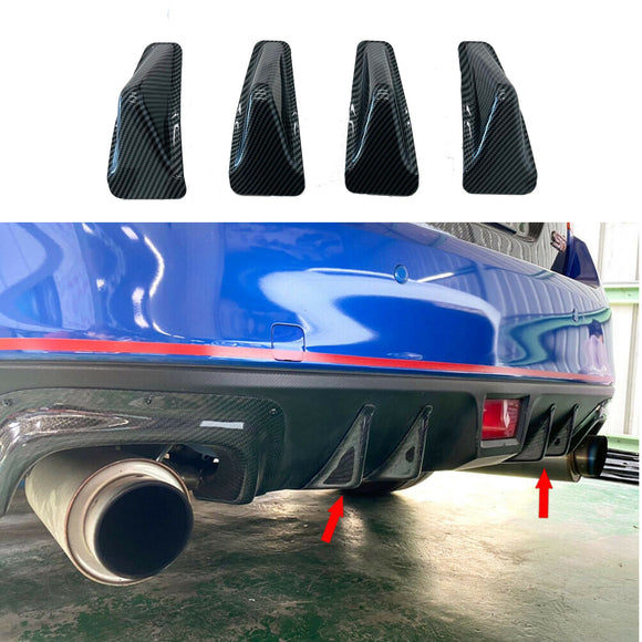 Fits 2015-2021 Subaru WRX STI 4th Sedan Rear Diffuser Shark Fins (Carbon Fiber Print)