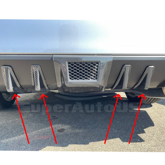 Fits 2015-2021 Subaru WRX STI 4th Sedan Rear Diffuser Shark Fins (Carbon Fiber Print)