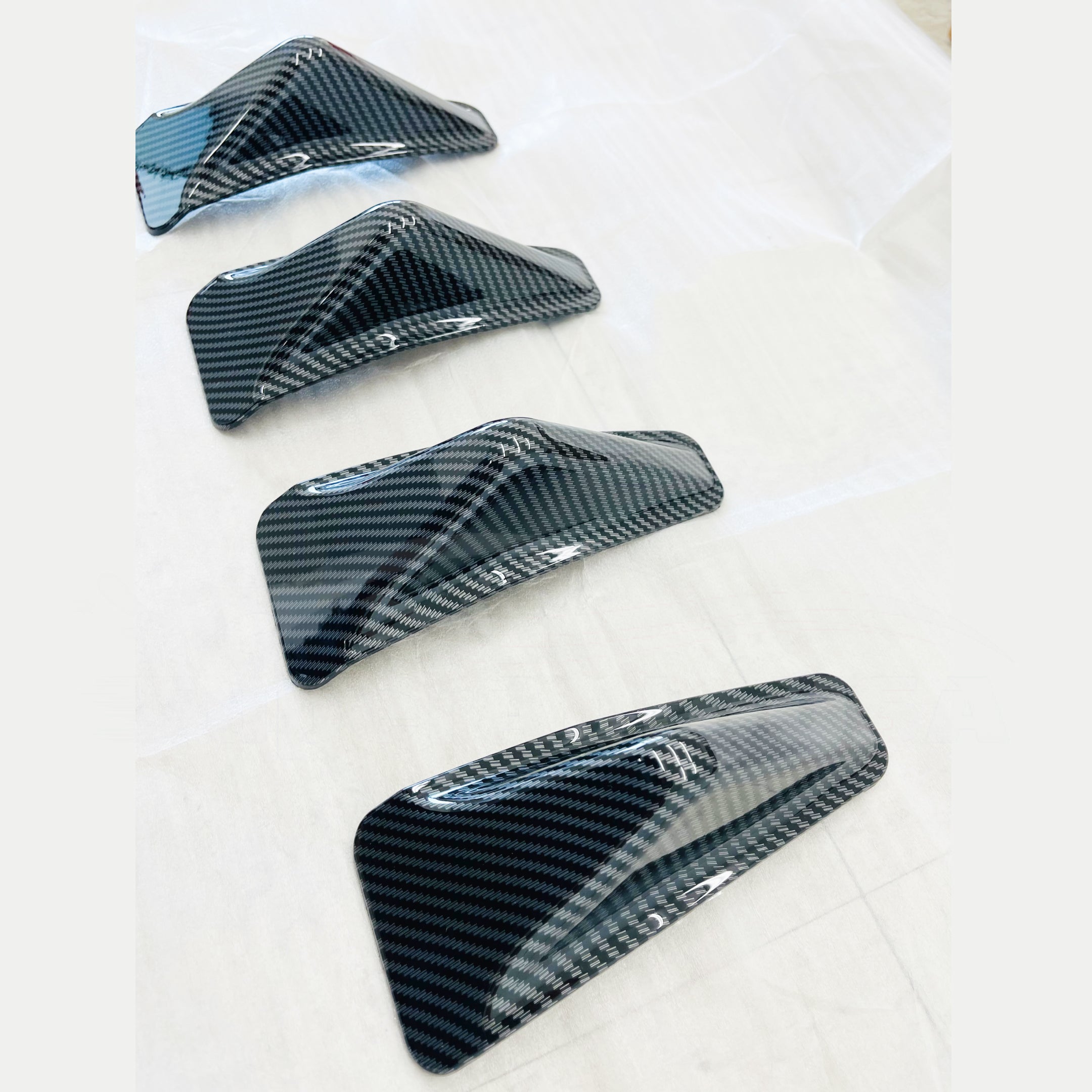 Fits 2015-2021 Subaru WRX STI 4th Sedan Rear Diffuser Shark Fins (Carbon Fiber Print)