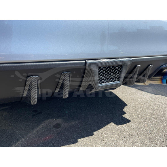 Fits 2015-2021 Subaru WRX STI Rear Shark Fins & Brake Light Cover Set (Carbon Fiber Print)