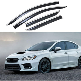 Fit 2012-2021 WRX STI Impreza Sedan Clip-On Chrome Trim Vent Window Visors Rain Sun Wind Guards Shade Deflectors