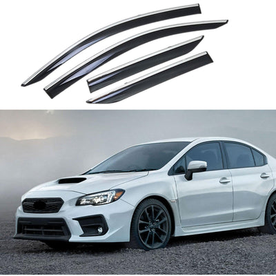 Fit 2012-2021 WRX STI Impreza Sedan Clip-On Chrome Trim Vent Window Visors Rain Sun Wind Guards Shade Deflectors