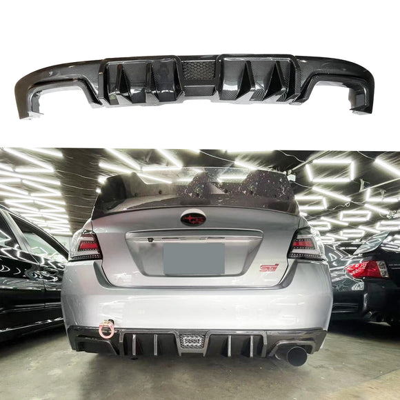 Fits For 2015-2021 Subaru WRX STI Rear Bumper Lip Spoiler Diffuser (Gloss Black or Carbon Fiber Print)