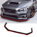 Fits 2015-2021 Subaru WRX STI Front Splitter Spoiler Lip (Gloss Black with Red Trim)-5