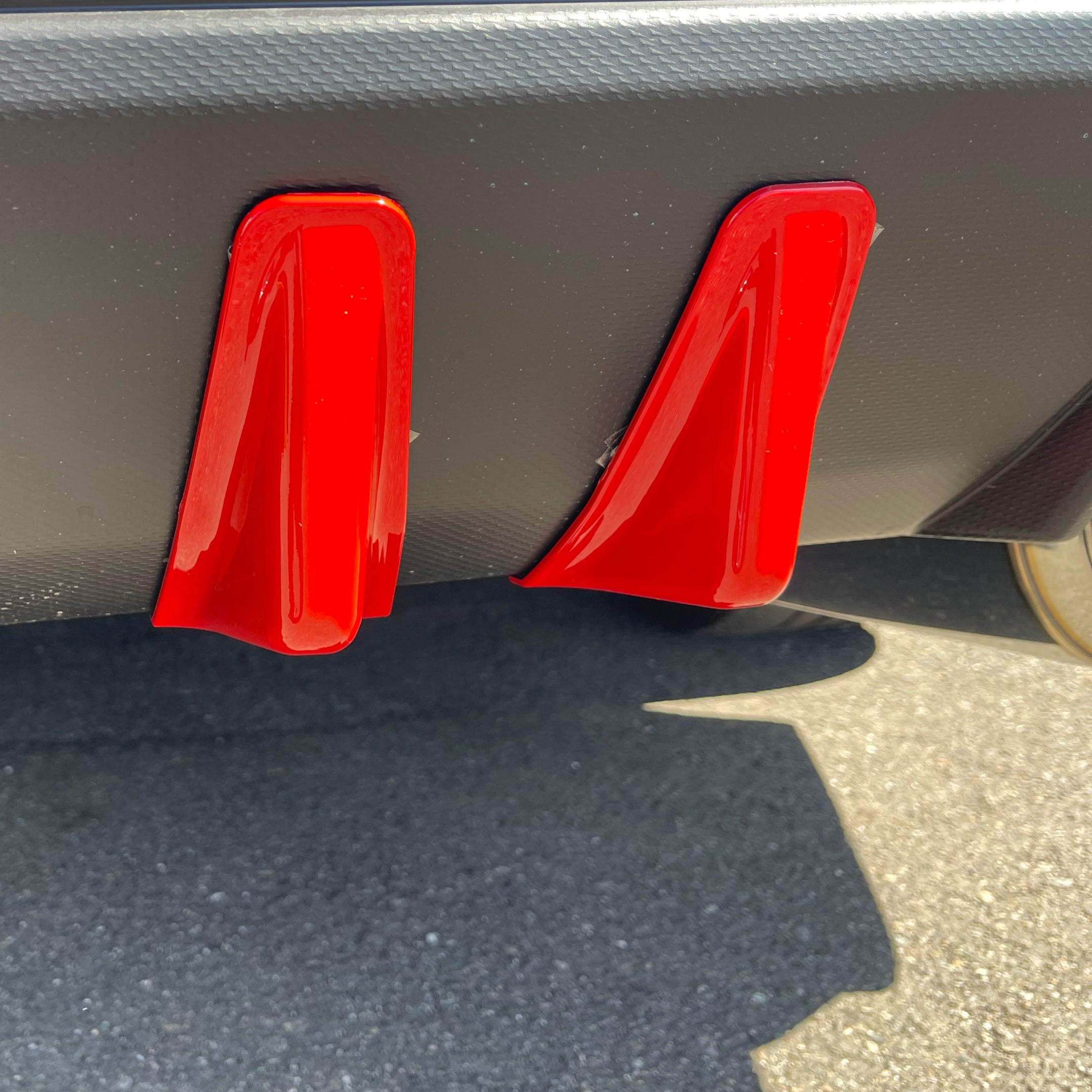 Fits 2015-2021 Subaru WRX STI Red Shark Fins & Brake Light Cover (Carbon Fiber Print)