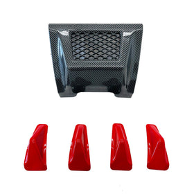 Fits 2015-2021 Subaru WRX STI Red Shark Fins & Brake Light Cover (Carbon Fiber Print)