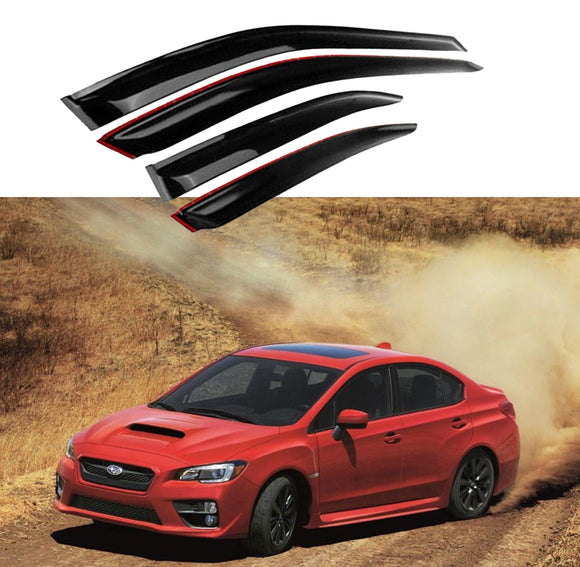 Fit 2008-2014 Subaru WRX STI Impreza Out-Channel Vent Window Visors Rain Sun Wind Guards Shade Deflectors