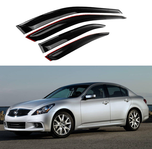 Compatible con INFINITI G25 G35 G37 Q40 2007-2015, viseras para ventanas con ventilación de canal exterior, protectores contra la lluvia, el sol y el viento, deflectores de sombra 