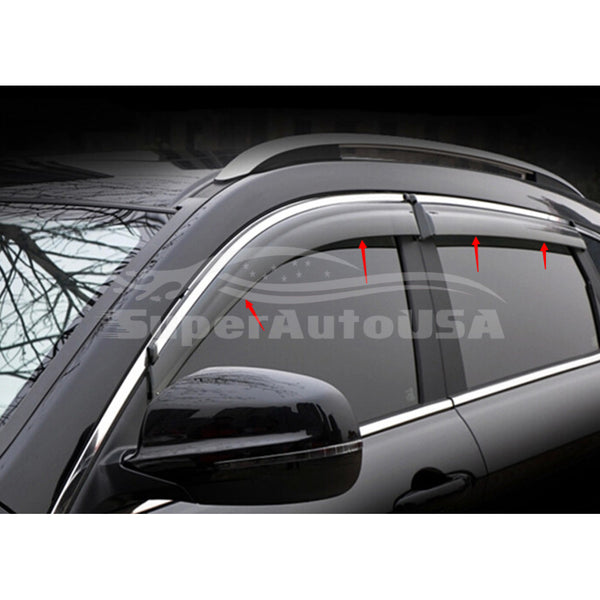 Fit 2013-2018 Nissan Altima Clip-On Chrome Trim Vent Window Visors Rain Sun Wind Guards Shade Deflectors