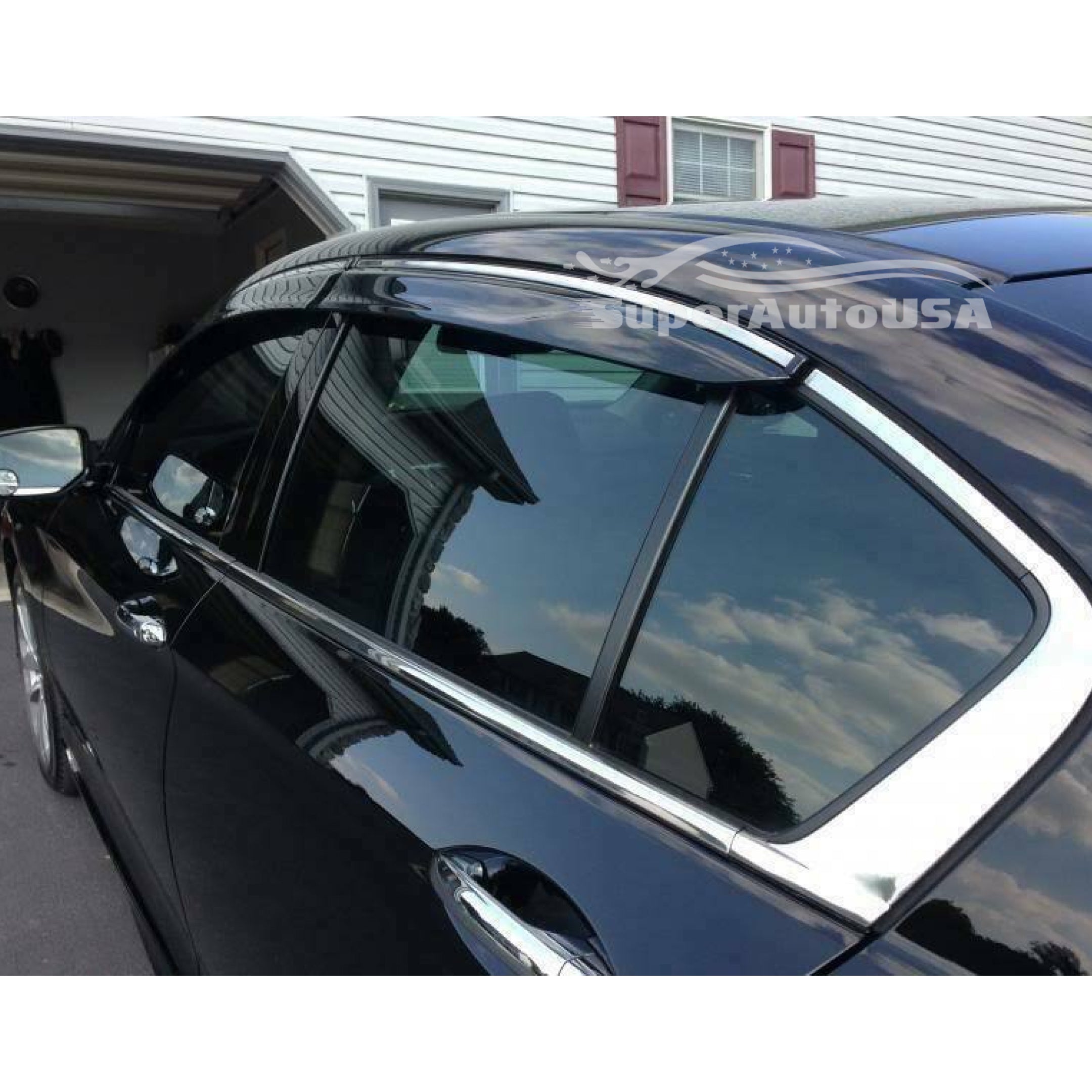 Fit 2010-2015 Lexus RX350 RX450H Clip-On Chrome Trim Vent Window Visors Rain Sun Wind Guards Shade Deflectors - 0