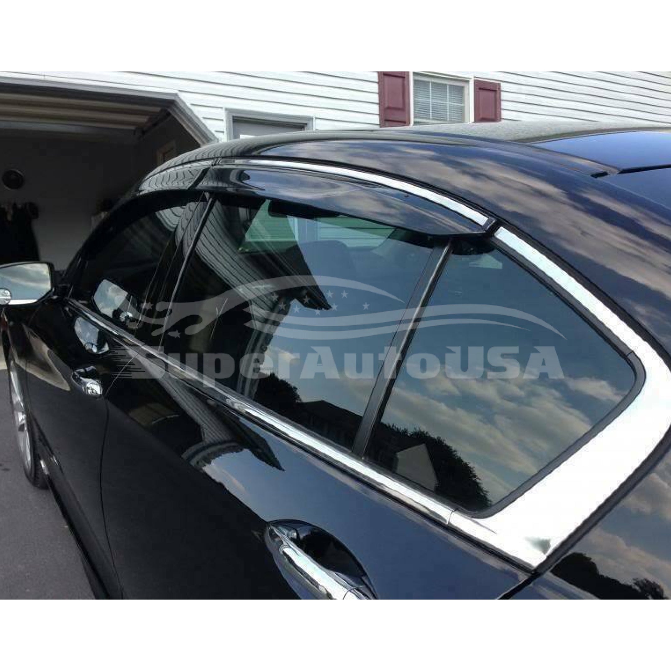 Fit 2012-2016 Subaru Crosstrek XV Clip-On Chrome Trim Vent Window Visors Rain Sun Wind Guards Shade Deflectors - 0