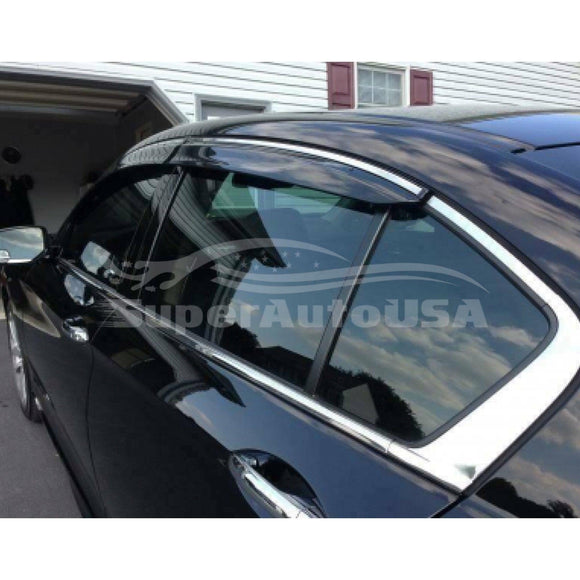 Fits 2022-23 Honda Civic Hatchback Clip-On Chrome Trim Vent Window Visors Rain Sun Wind Guards Shade Deflectors