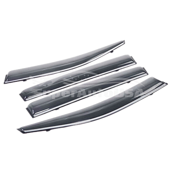 Fit 2006-2011 BMW 3 Series E90 Chrome Trim Vent Window Visors Rain Sun Wind Guards Shade Deflectors