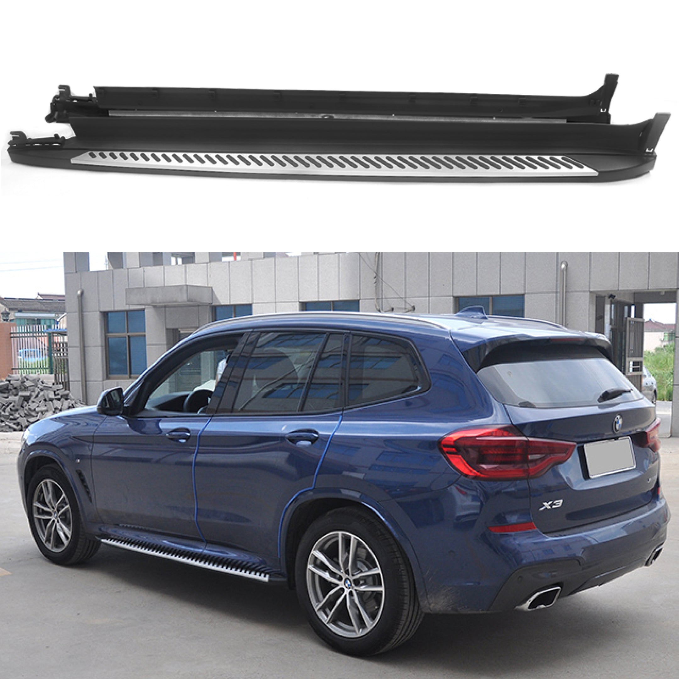 Fit 2018-2020 BMW X3 X4 Running Board Side Step Nerf Bars Pair Aluminum OE Style