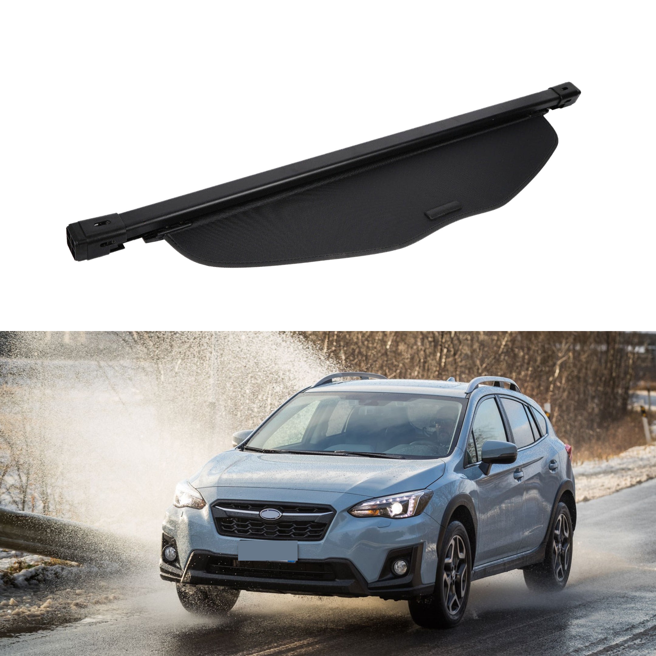 Fits 2014-2018 Subaru XV Luggage Rear Trunk Retractable Tonneau Cargo Cover (Black)-1
