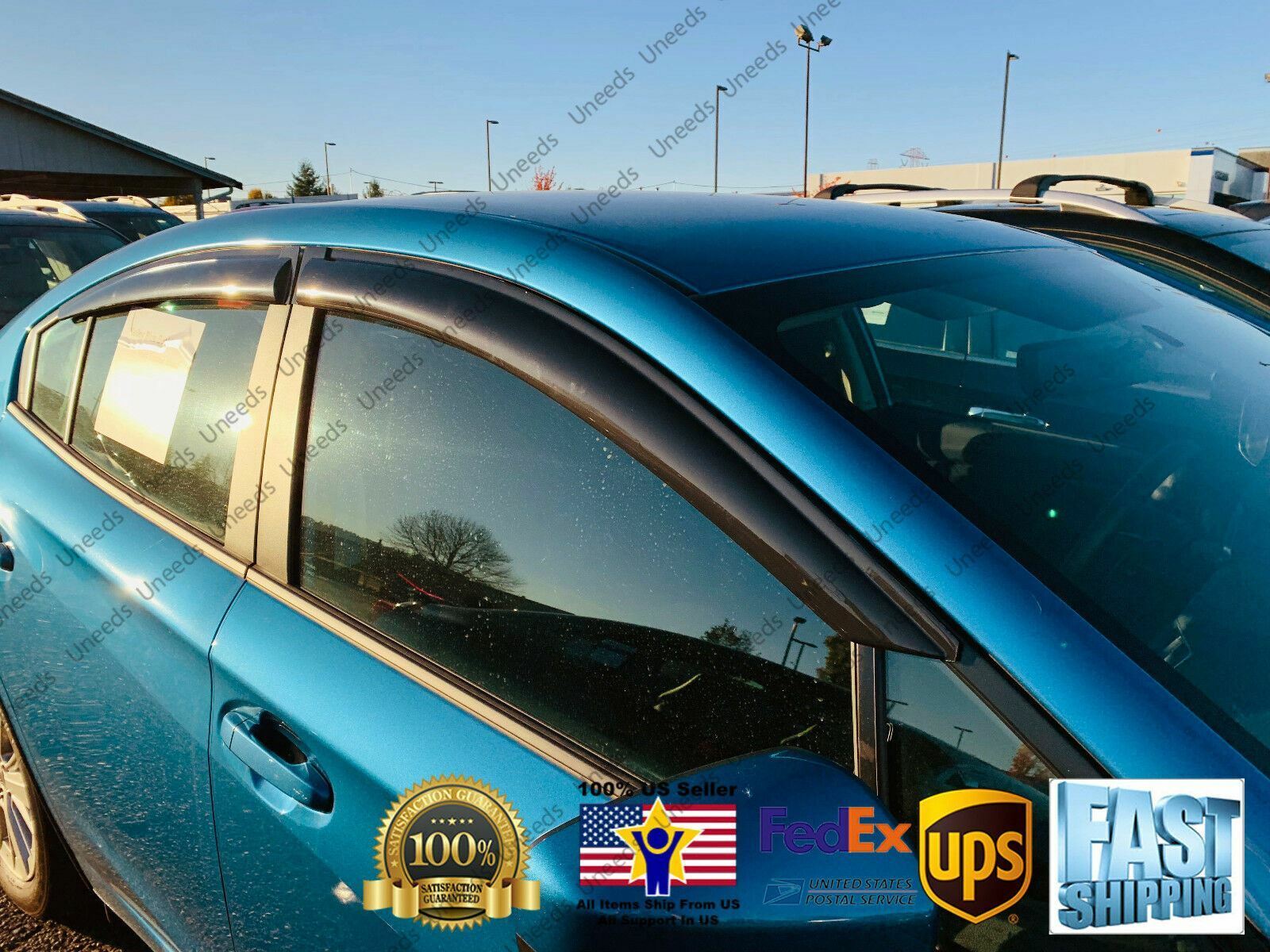 Fit 2013-2017 Subaru Crosstrek XV OE Style Vent Window Visors Rain Sun Wind Guards Shade Deflectors