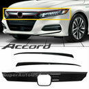 Fit 2018-2023 Honda Accord ABS Glossy Black Lip Front Grille Cover Molding Trim-5
