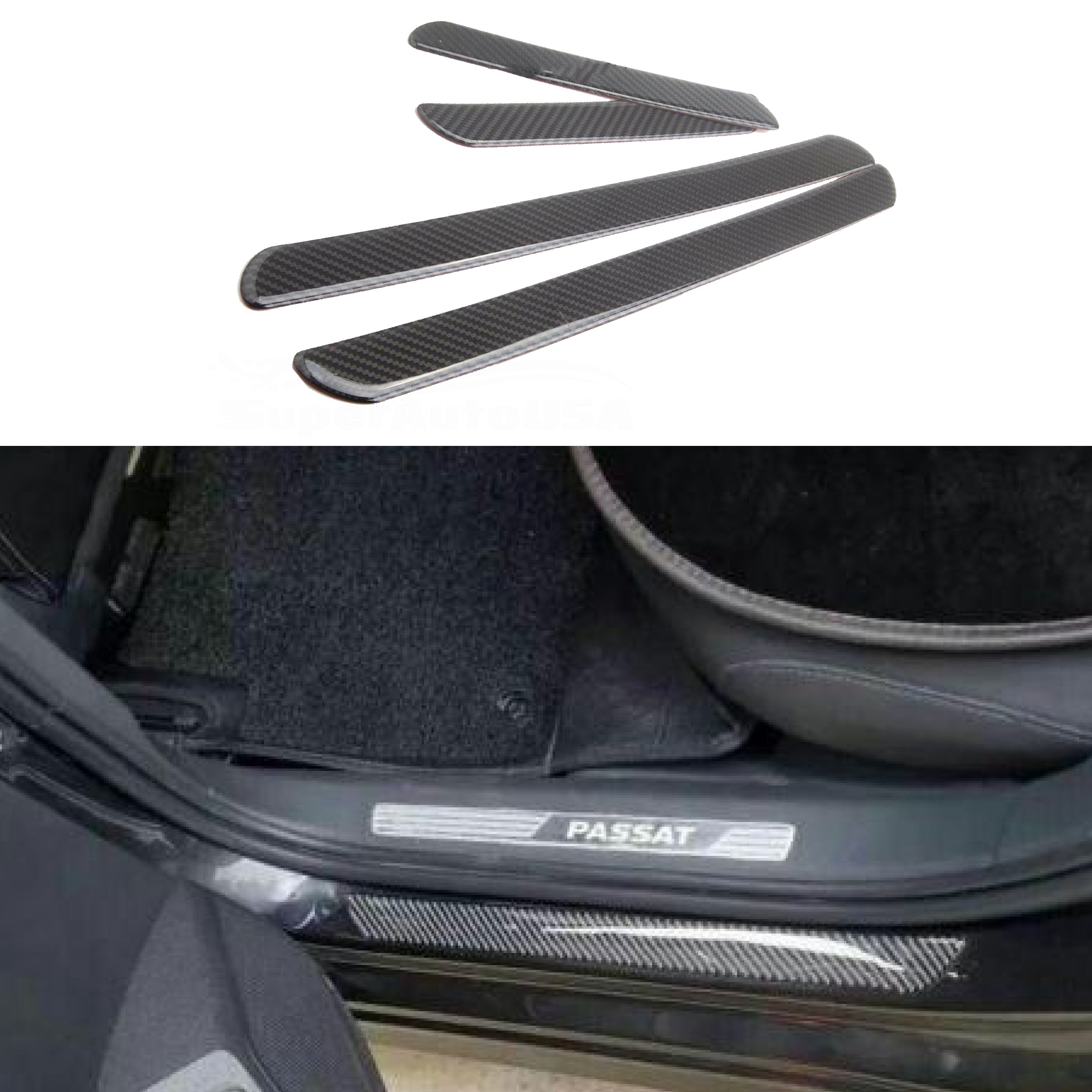 Compatible con Acura TLX Scuff Plate Door Sill Panel Step Protector Kit (impresión de fibra de carbono)