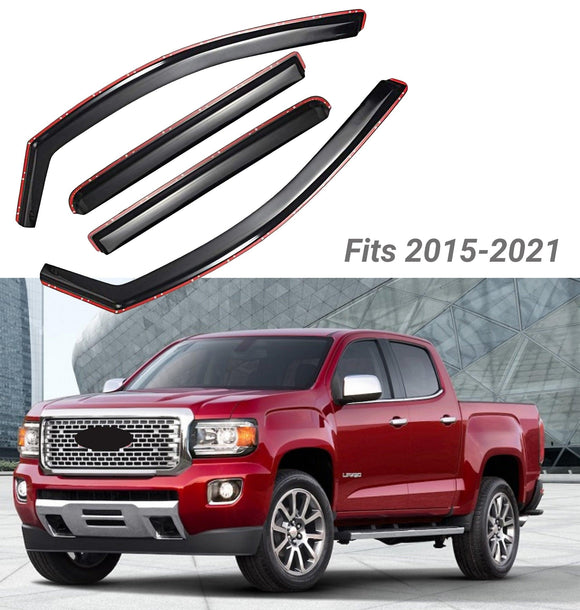 Fit 2015-2021 GMC Canyon In-Channel Vent Window Visors Rain Sun Wind Guards Shade Deflectors