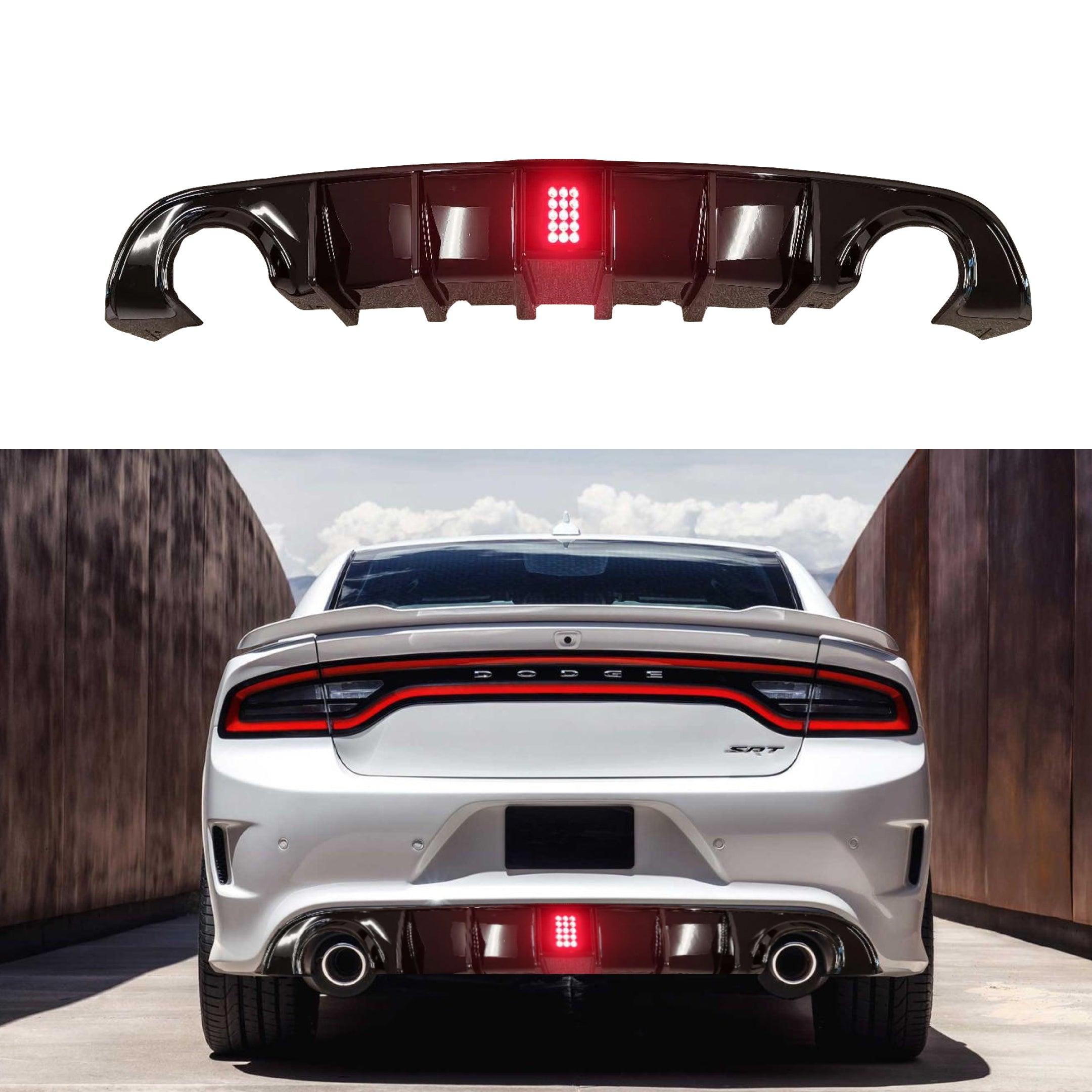 For 2015-23 Dodge Charger SRT Gloss Black Rear Diffuser w/Brake Light ...