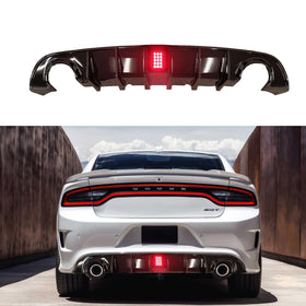 For 2015-23 Dodge Charger SRT Gloss Black Rear Diffuser w/LED Brake Light