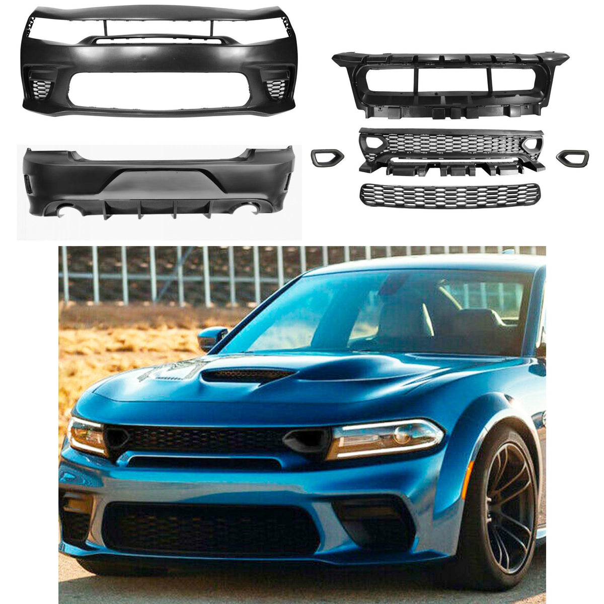Front & Rear Bumper - RT SRT Style | Fits Dodge Charger (2015-2023 ...