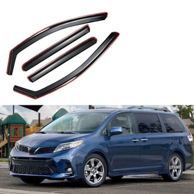 Fit 2011-2020 Toyota Sienna In-Channel Vent Window Visors Rain Sun Wind Guards Shade Deflectors