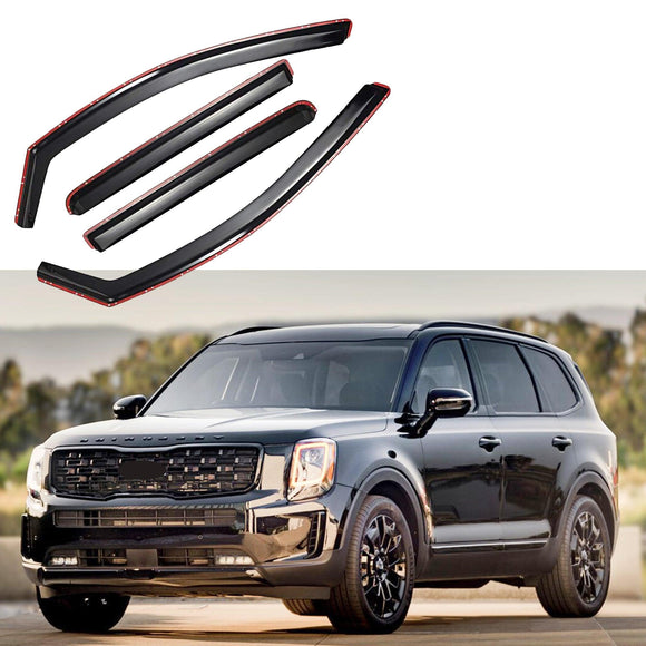 Para Kia Telluride 2020-24, viseras para ventanas con ventilación en el canal, protectores contra la lluvia, el sol y el viento, deflectores de sombra 
