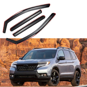 Fit 2019-2022 Honda Passport In-Channel Vent Window Visors Rain Sun Wind Guards Shade Deflectors