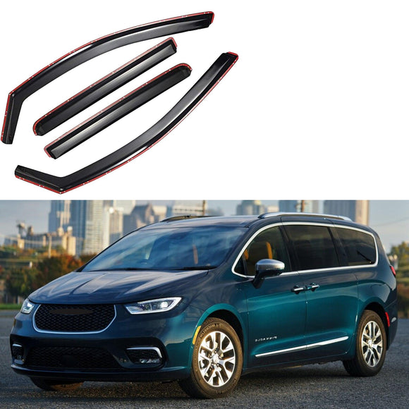 Se adapta a Chrysler Pacifica 2017-2021, viseras para ventanas con ventilación en canal, protectores contra la lluvia, el sol y el viento, deflectores de sombra 