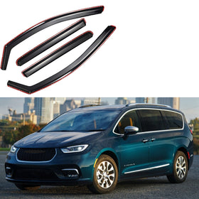 Fit 2017-2021 Chrysler Pacifica In-Channel Vent Window Visors Rain Sun Wind Guards Shade Deflectors