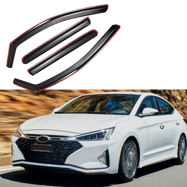 Outside-Mount Window Visor Deflector Set – Fits 2011-2016 Hyundai Elantra Coupe (2-Piece Dark Smoke)