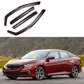 Fit 2016-2021 Honda Civic Sedan In-Channel Vent Window Visors Rain Sun Wind Guards Shade Deflectors