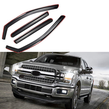 Se adapta a Ford F150 Crew Cab 2015-2021, viseras para ventanas con ventilación en canal, protectores contra la lluvia, el sol y el viento, deflectores de sombra 