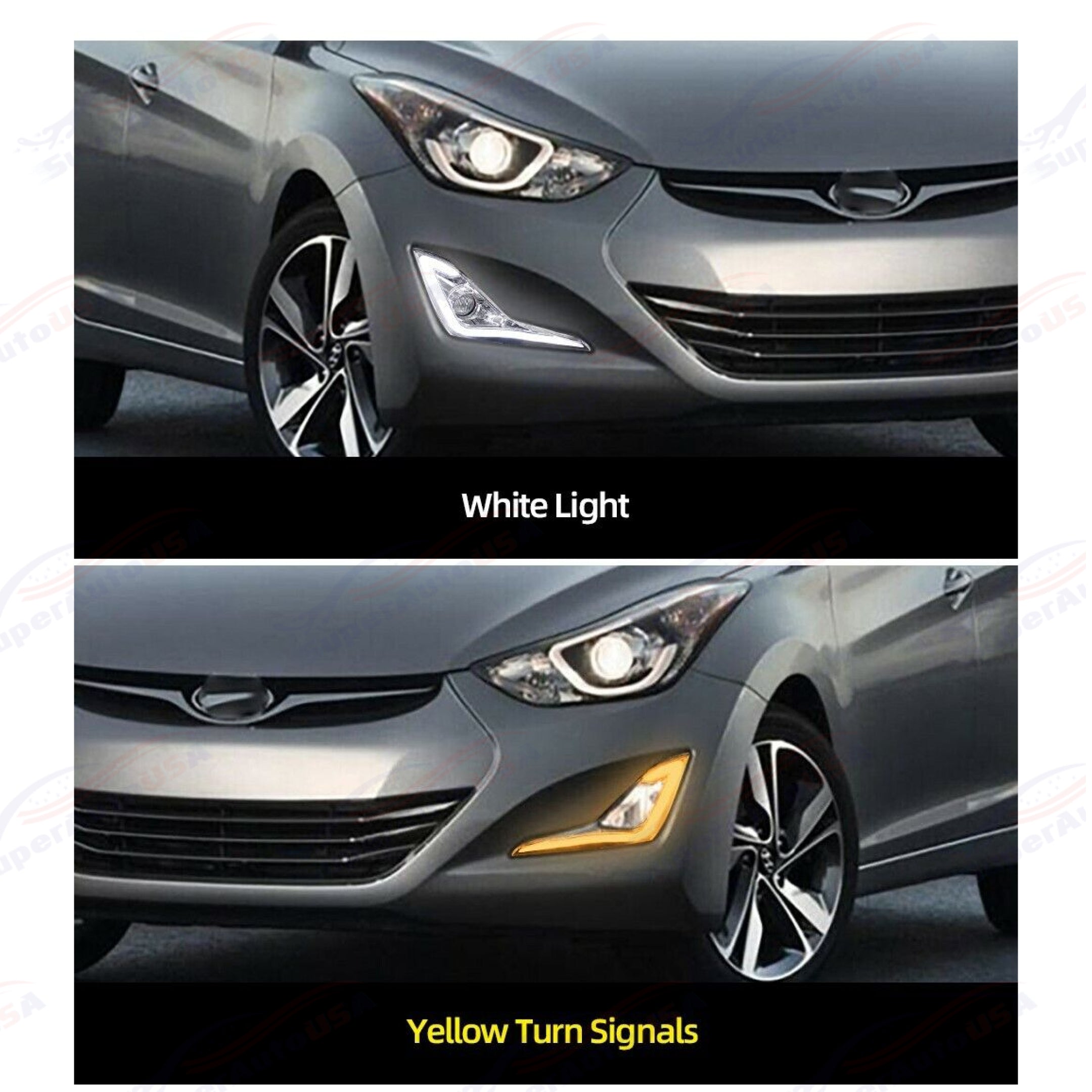 For 2014-2016 Hyundai Elantra LED Fog Lights Turn Signals Day Time Running Lights