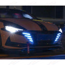 For 2021-2023 Elantra DRL LED Turn Signal Lights Gloss Black Front Grille-3