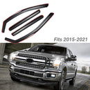 Fit 2015-2021 Ford F150 Crew Cab In-Channel Vent Window Visors Rain Sun Wind Guards Shade Deflectors-2