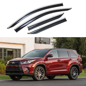 Se adapta a Toyota Highlander 2014-2018, molduras cromadas con clip, viseras para ventanas, protectores contra la lluvia, el sol y el viento, deflectores de sombra 